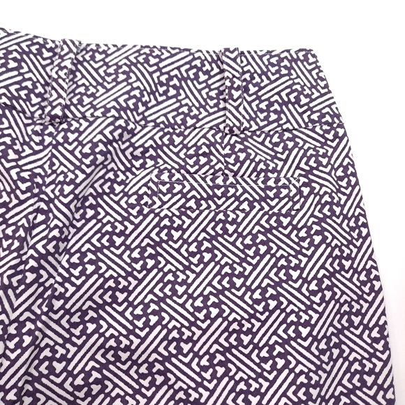 NWOT TALBOTS Petite Women's Cropped Pants Purple White Geometric Stretch - Sz 8P - Picture 4 of 8